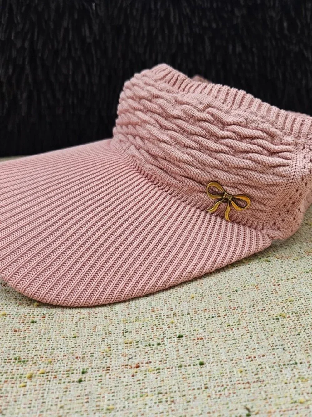 Women Hat Visor Pink Sun Hat Cap Outdoor Sport Bow Logo Hat One Size fit all